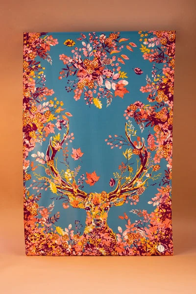 Powder Woodland Stag Long Satin Print 1 Powder Woodland Stag Long Satin Print
