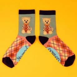 Powder Argyll Westie Ankle Socks