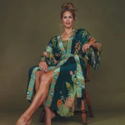 Powder Trailing Wisteria Kimono Gown