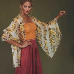 Powder Lemons Linen Print Scarf