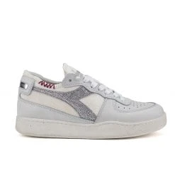 Diadora Mi Basket Row Cut Canvas Silver