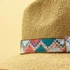 Powder Natasha Hat With Teal Zig Zag Trim