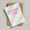 Petra Boase Pale Green Diagonal Stripes A6 Thank You Cards - 12 Pack