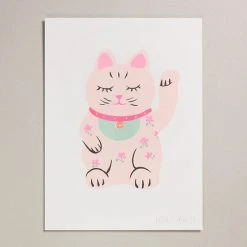 Petra Boase Risograph Print (a3) - Lucky Cat