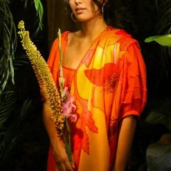 Powder Summer Poppy - Yellow Printed Scarf