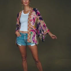 Powder Iris Kimono Jacket Sage