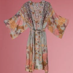 Powder Trailing Wisteria Kimono Gown