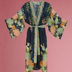 Powder Trailing Wisteria Kimono Gown