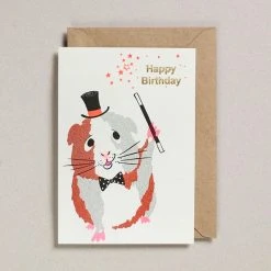 Petra Boase Riso Print Happy Birthda Card Guinea Pig