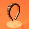 Powder Velvet Beaded Padded Headband Charcoal