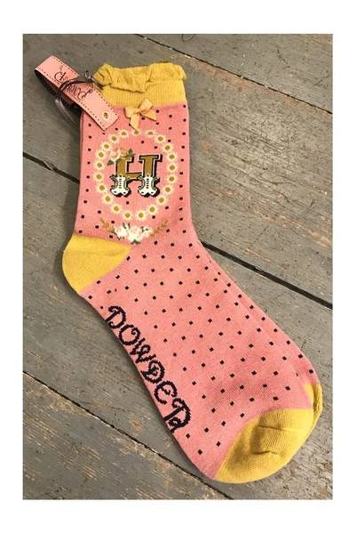 Powder Letter H Initial Ankle Socks 1 Powder Letter H Initial Ankle Socks