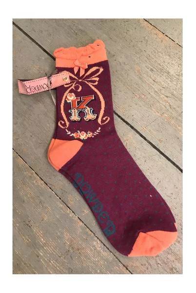 Powder Letter K Initial Ankle Sock 1 Powder Letter K Initial Ankle Sock
