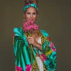 Powder Cheetah Kimono Gown