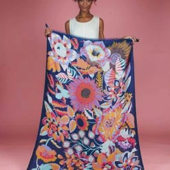 Powder Print Fantasy Floral Scarf - Navy