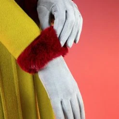 Powder Bettina Faux Suede Gloves In Slate Berry