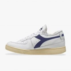 Diadora White Dark Blue Mi Basket Row Cut Corsair