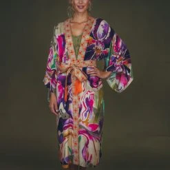 Powder Iris Kimono Gown - Sage