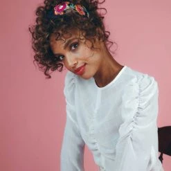 Powder Fantasy Floral Embroidered Headband