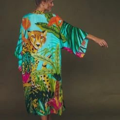 Powder Cheetah Kimono Gown
