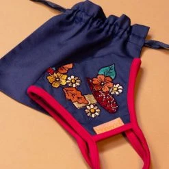 Powder Embroidered Face Mask Floral Squirrel