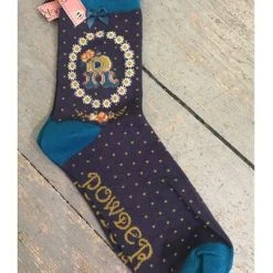 Powder Letter R Initial Ankle Sock