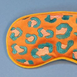 Powder Lavender Velvet Eye Mask Leopard Coral