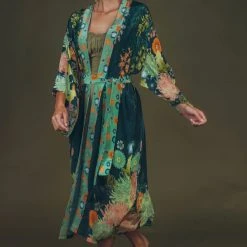 Powder Trailing Wisteria Kimono Gown