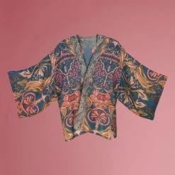 Powder Decorative Damask Kimono Jacket
