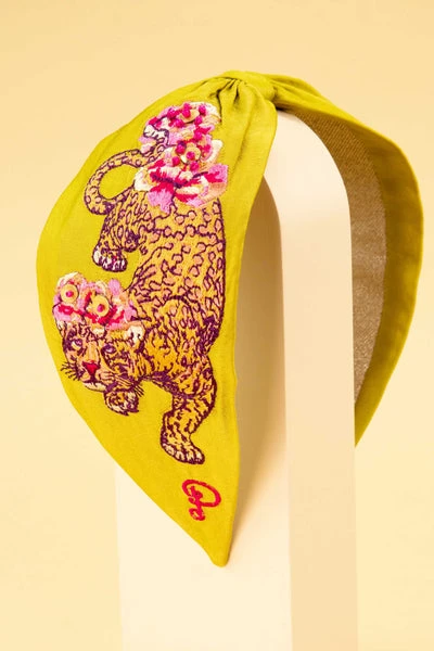 Powder Climbing Leopard Embroidered Headband 1 Powder Climbing Leopard Embroidered Headband