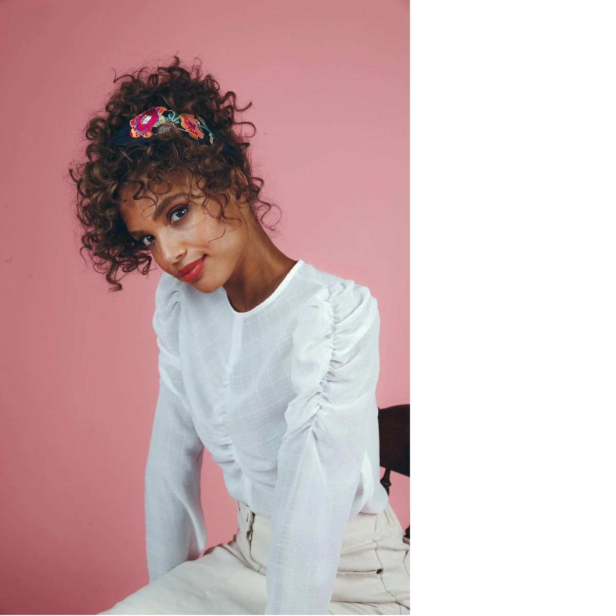 Powder Fantasy Floral Embroidered Headband 1 Powder Fantasy Floral Embroidered Headband