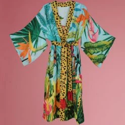 Powder Cheetah Kimono Gown
