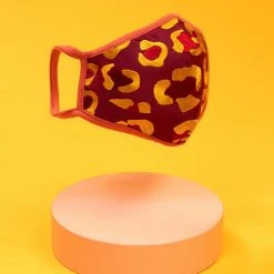 Powder Embroidered Face Mask Leopard Damson