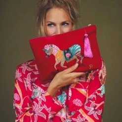 Powder Pink Velvet Zebra Pouch