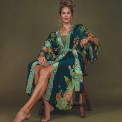 Powder Ink Wisteria Long Kimono