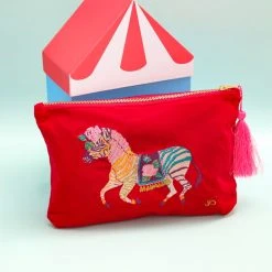 Powder Pink Velvet Zebra Pouch